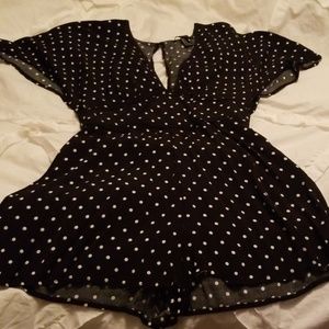 B/W polka dot romper